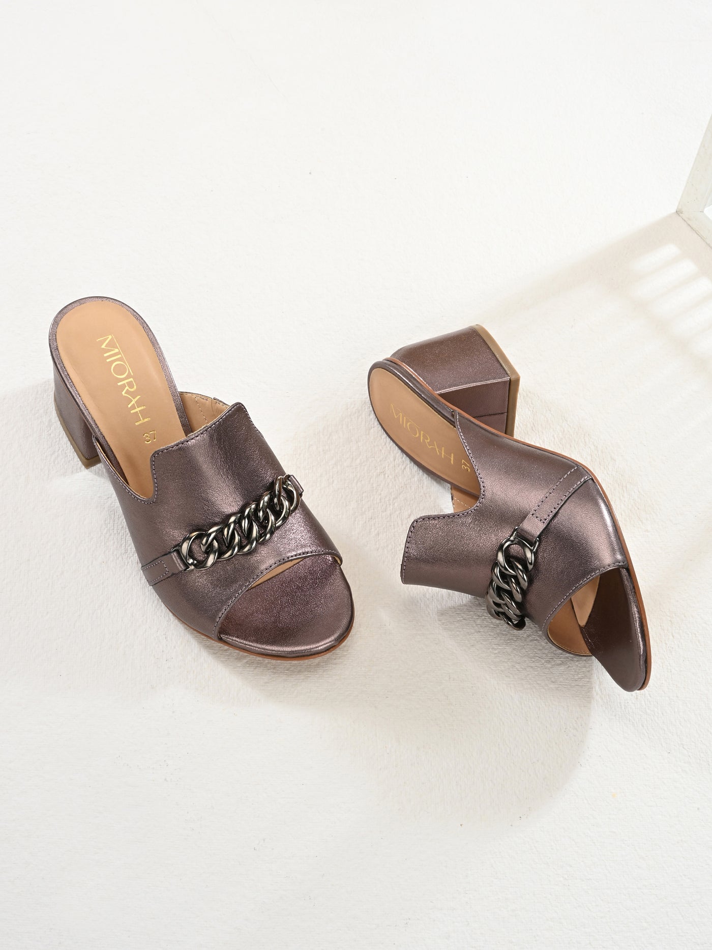 Elevate Metallic Leather Block Heels
