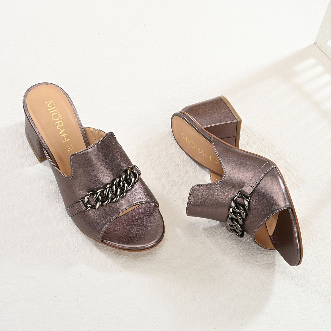 Elevate Metallic Leather Block Heels