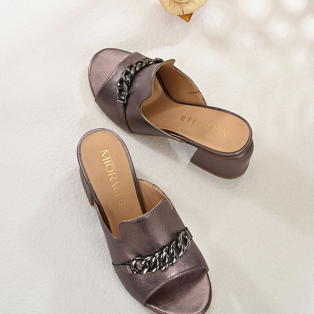 Elevate Metallic Leather Block Heels