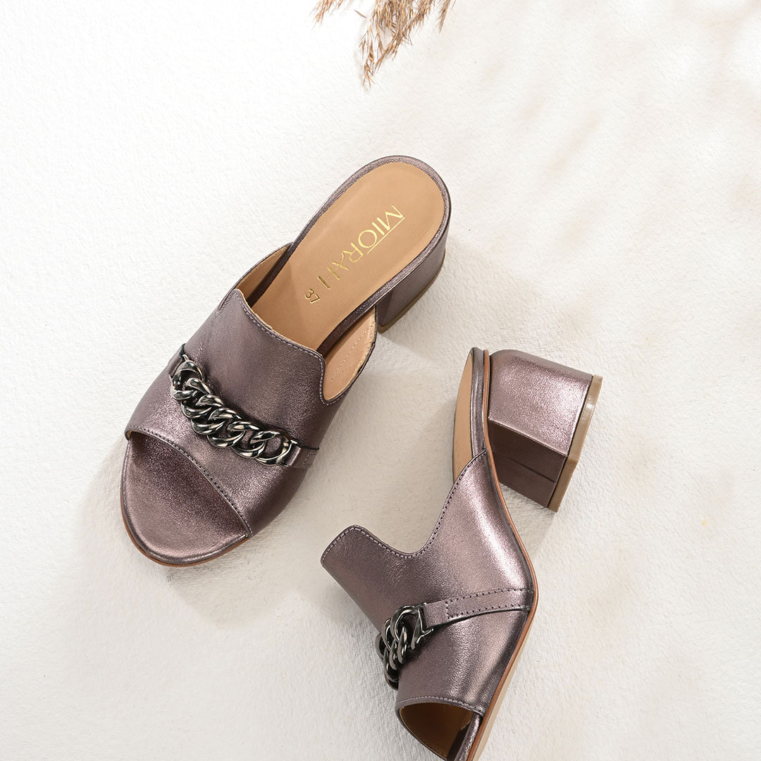 Elevate Metallic Leather Block Heels