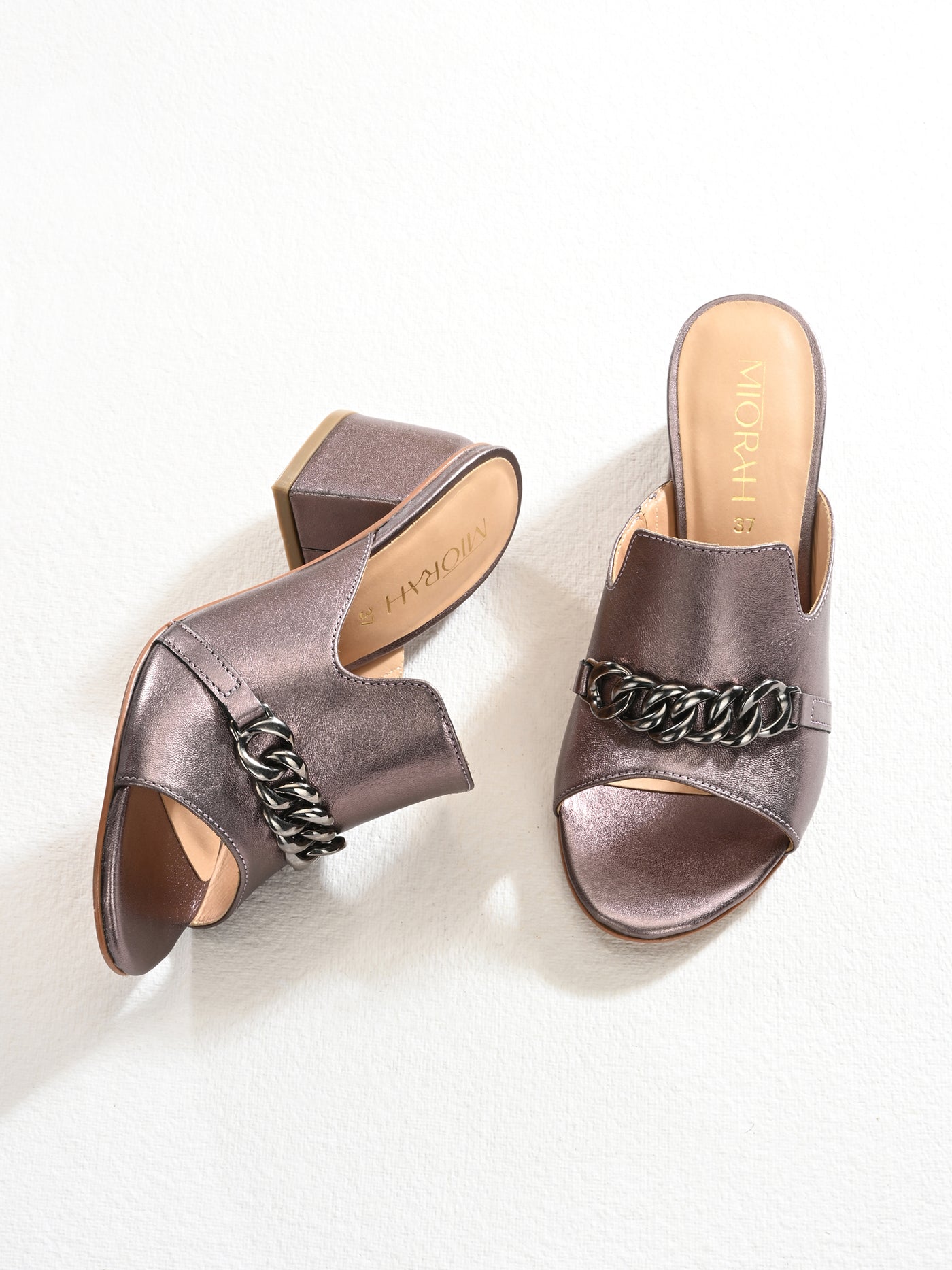 Elevate Metallic Leather Block Heels