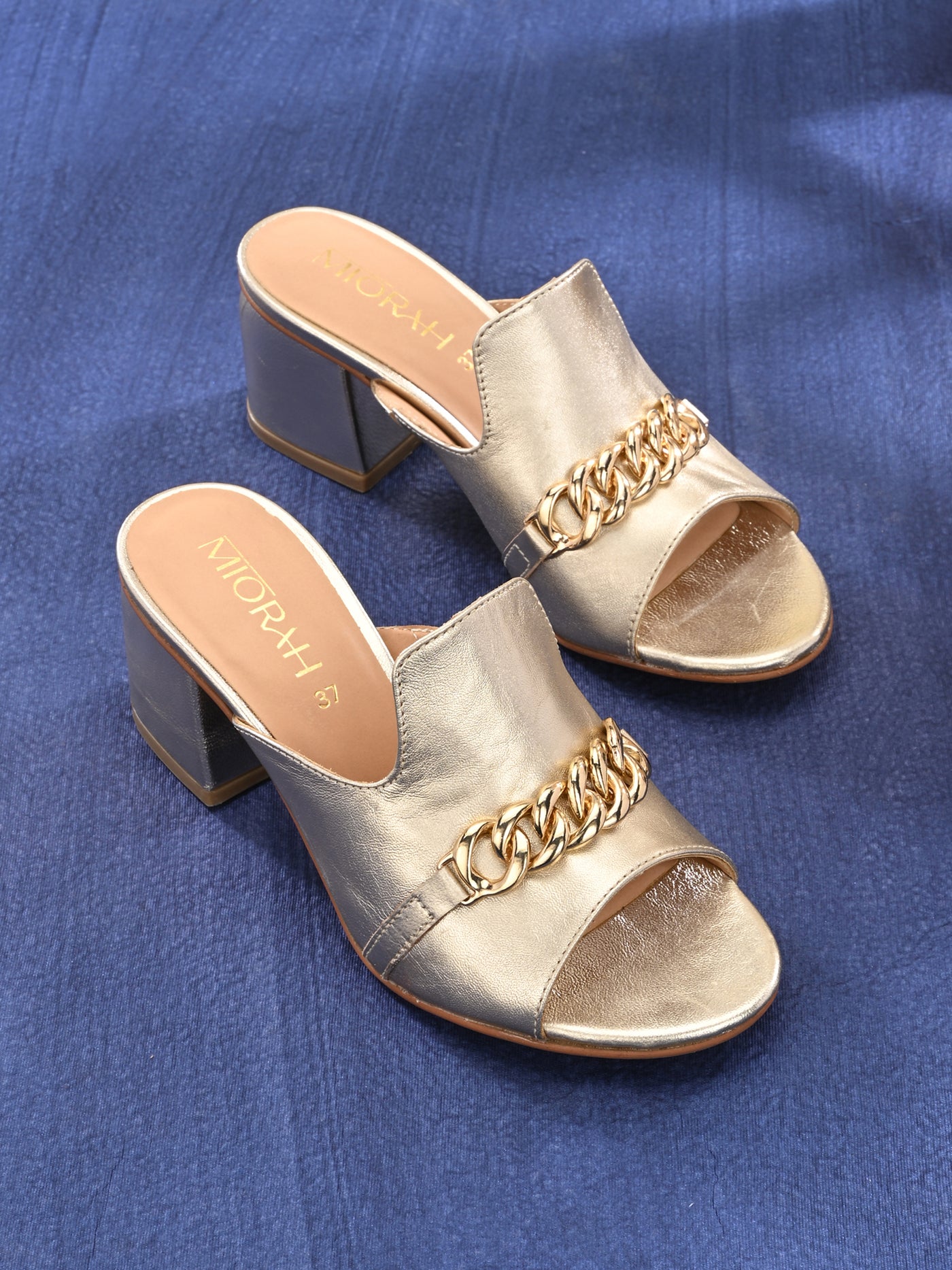 Elevate Metallic Leather Block Heels