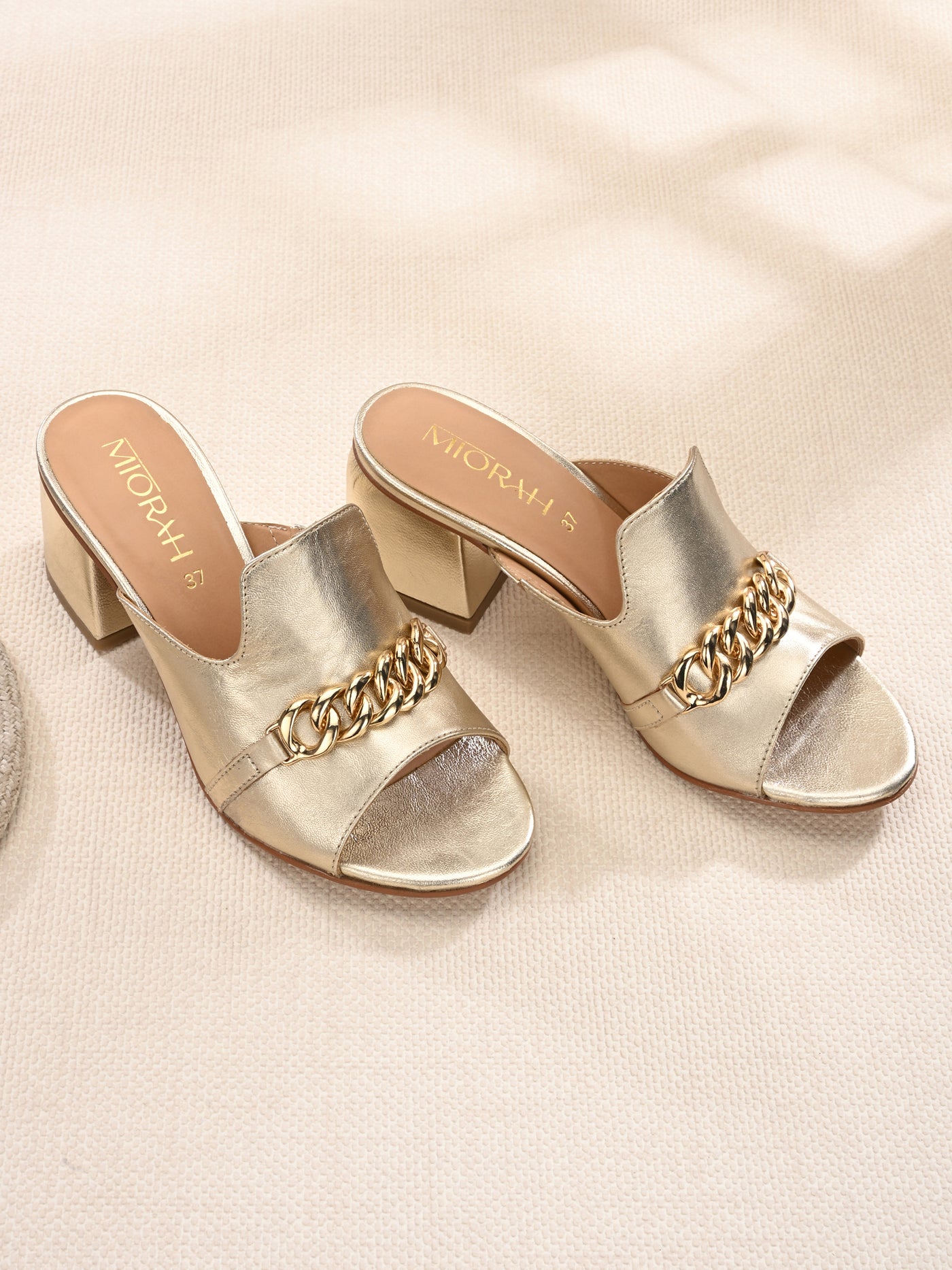 Elevate Metallic Leather Block Heels