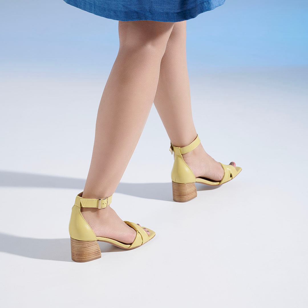 Twirl Leather Block Heels