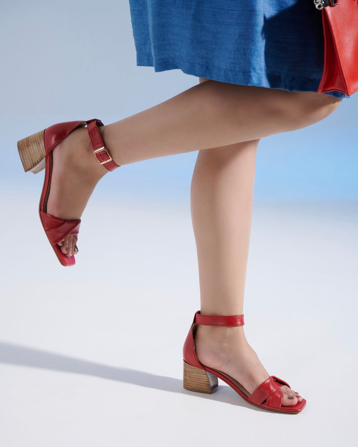 Twirl Leather Block Heels
