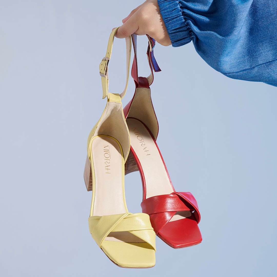 Twirl Leather Block Heels