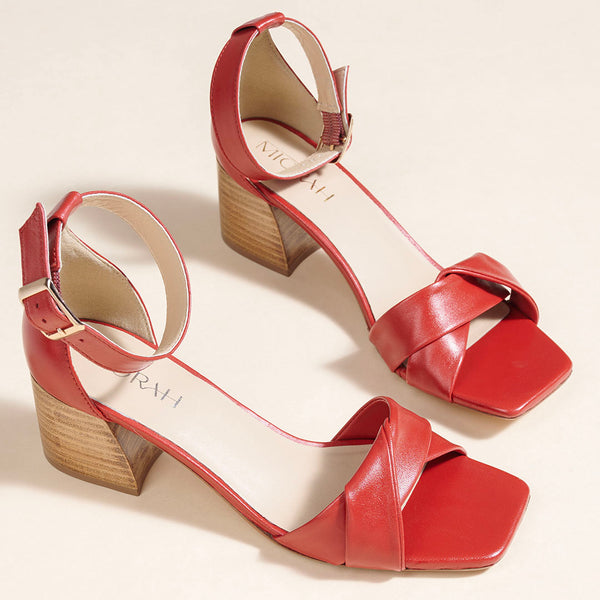 Twirl Leather Block Heels