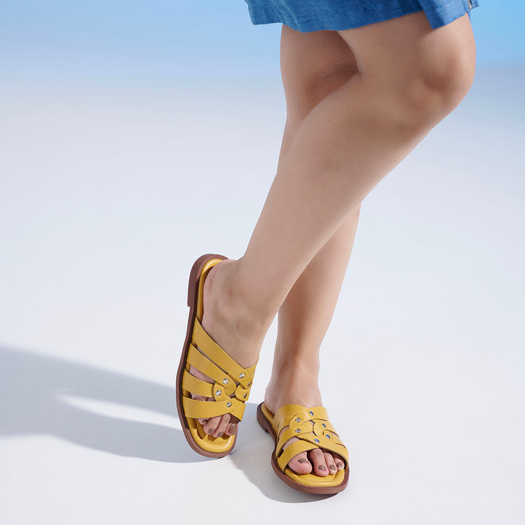 Ivy Leather Stud Flats