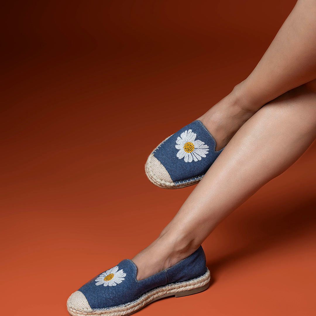 Florin Denim Embroidered Espadrilles