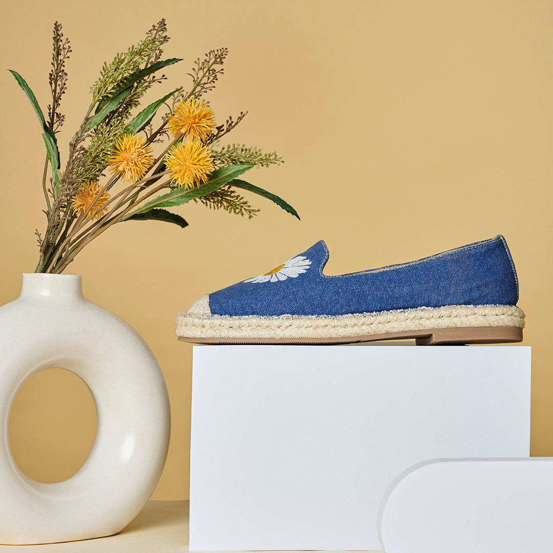 Florin Denim Embroidered Espadrilles