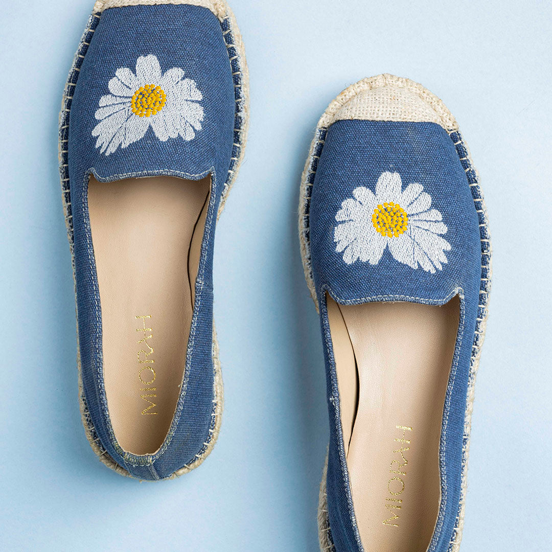 Florin Denim Embroidered Espadrilles