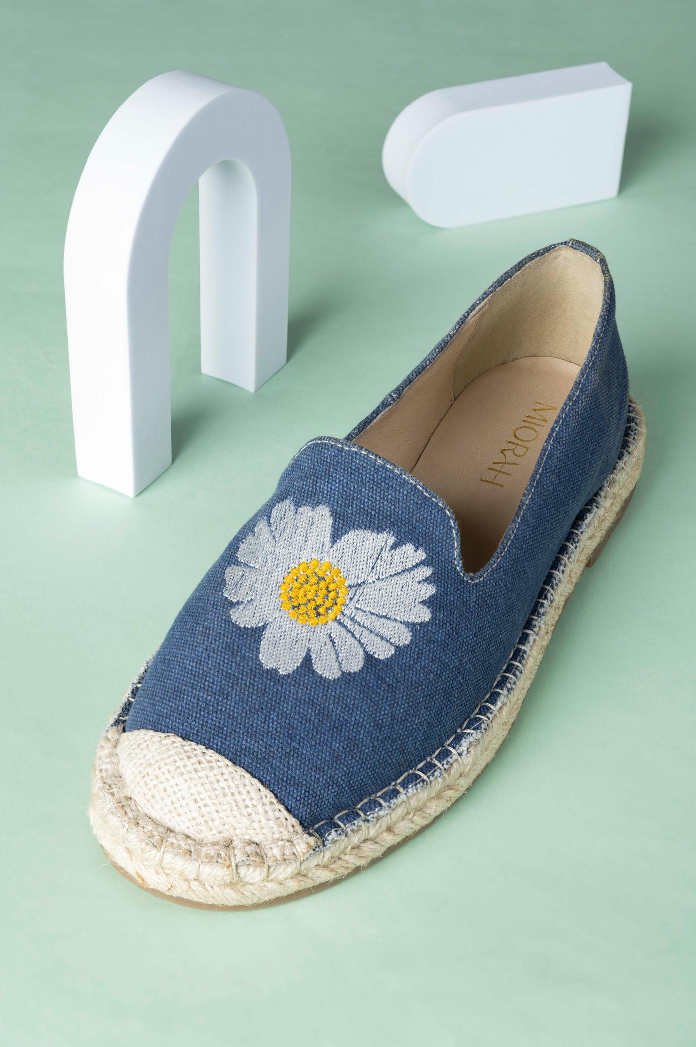 Florin Denim Embroidered Espadrilles