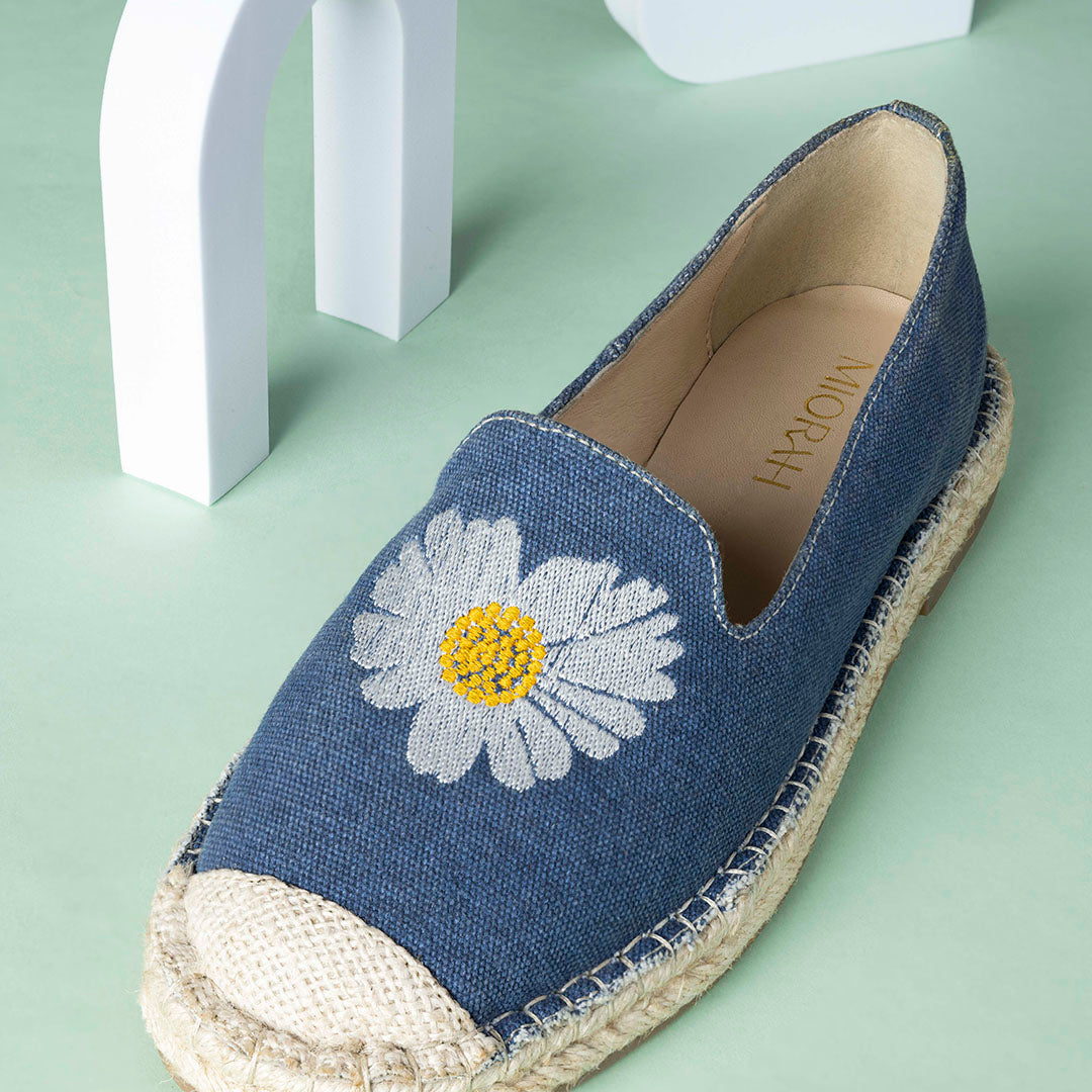 Florin Denim Embroidered Espadrilles