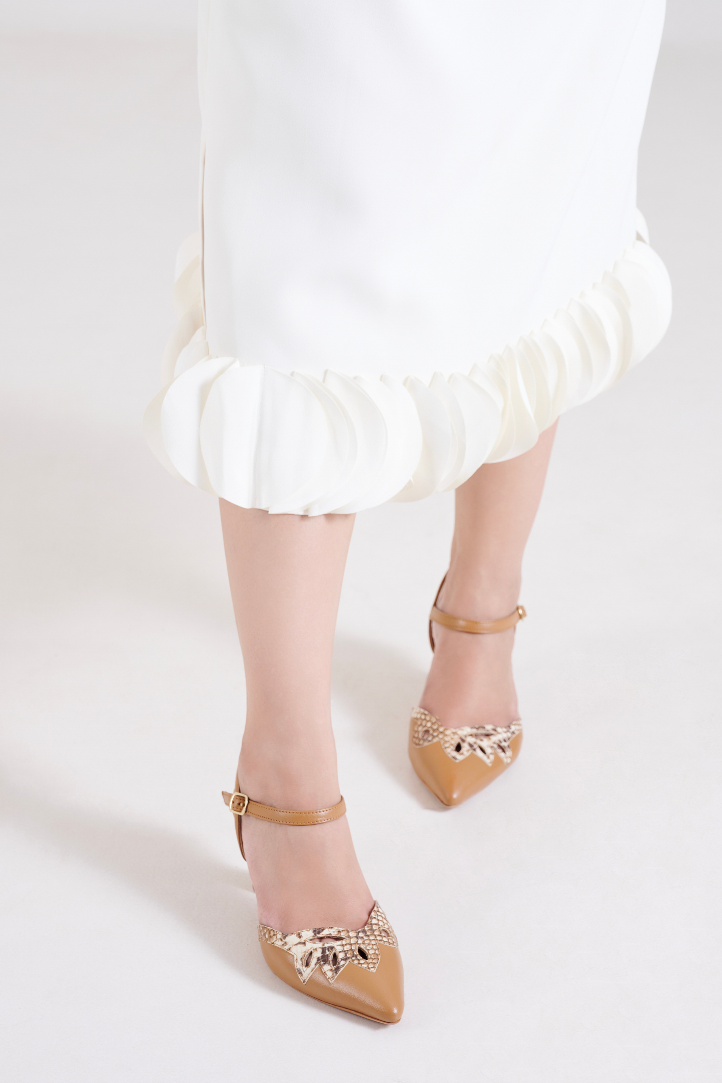 Elysia Snake Print Leather Ankle Strap Heels
