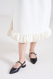 Women Embellished Leather Sling Back flat heel