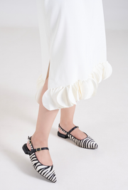 Women Embellished Leather Sling Back flat heel