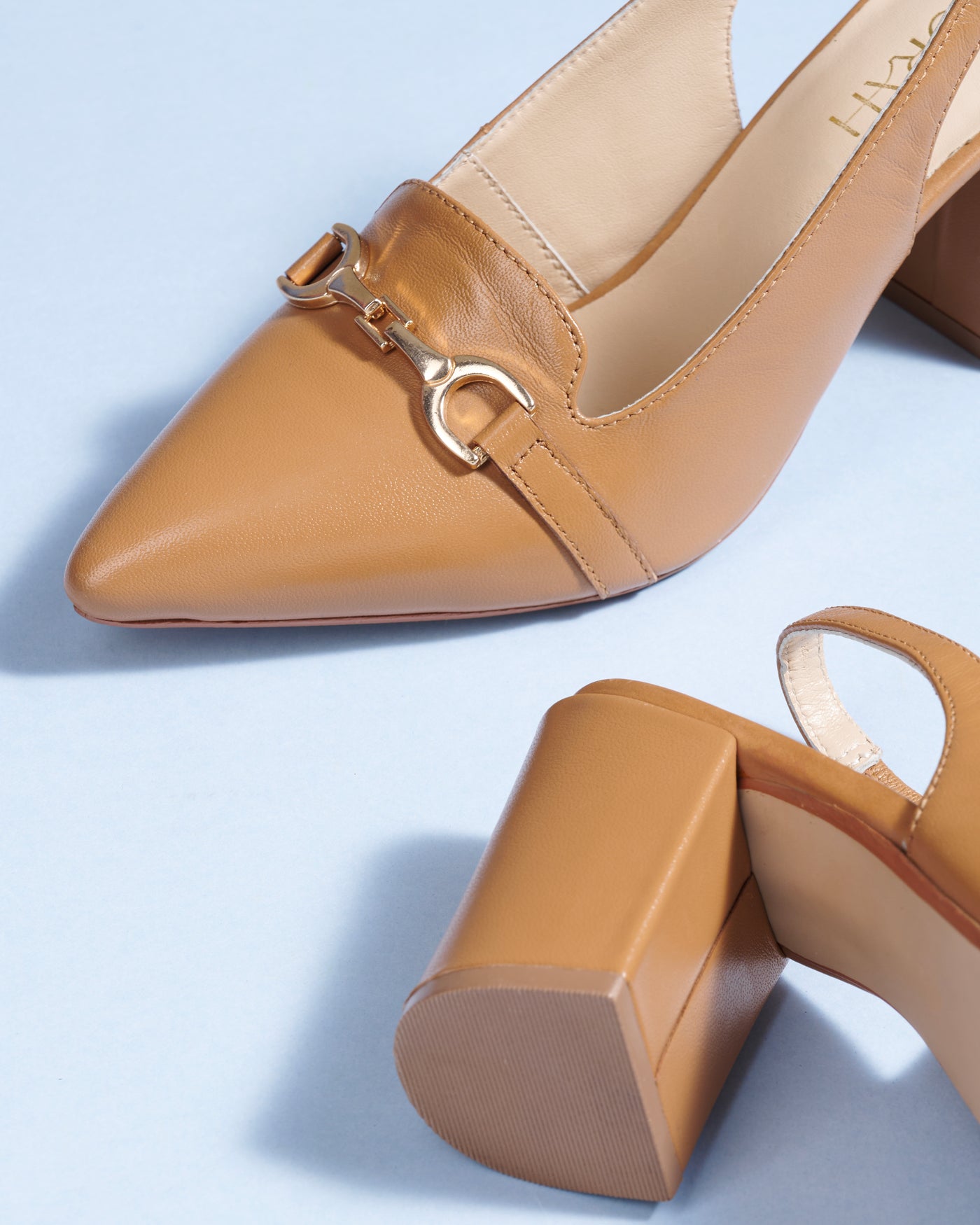 Elena Leather Block Heels