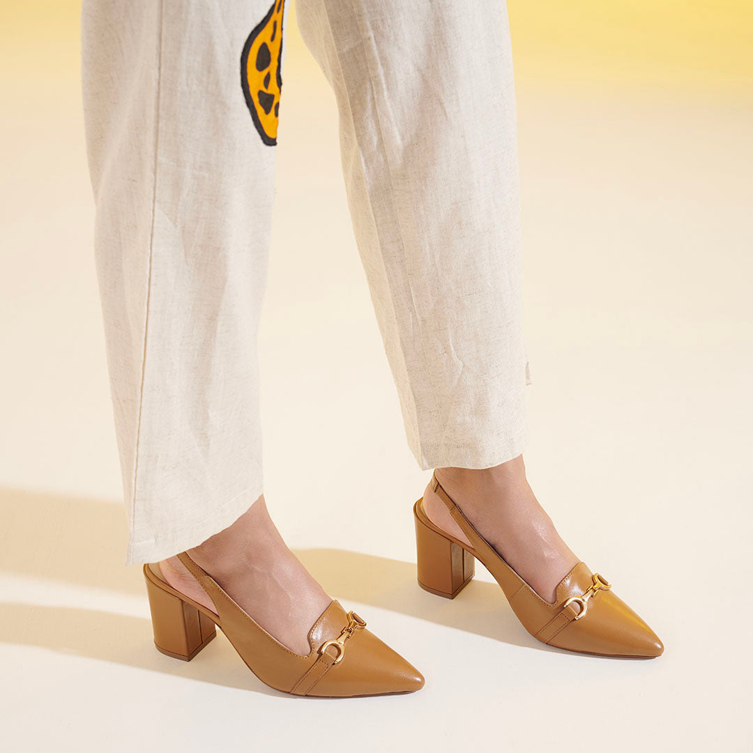 Elena Leather Block Heels