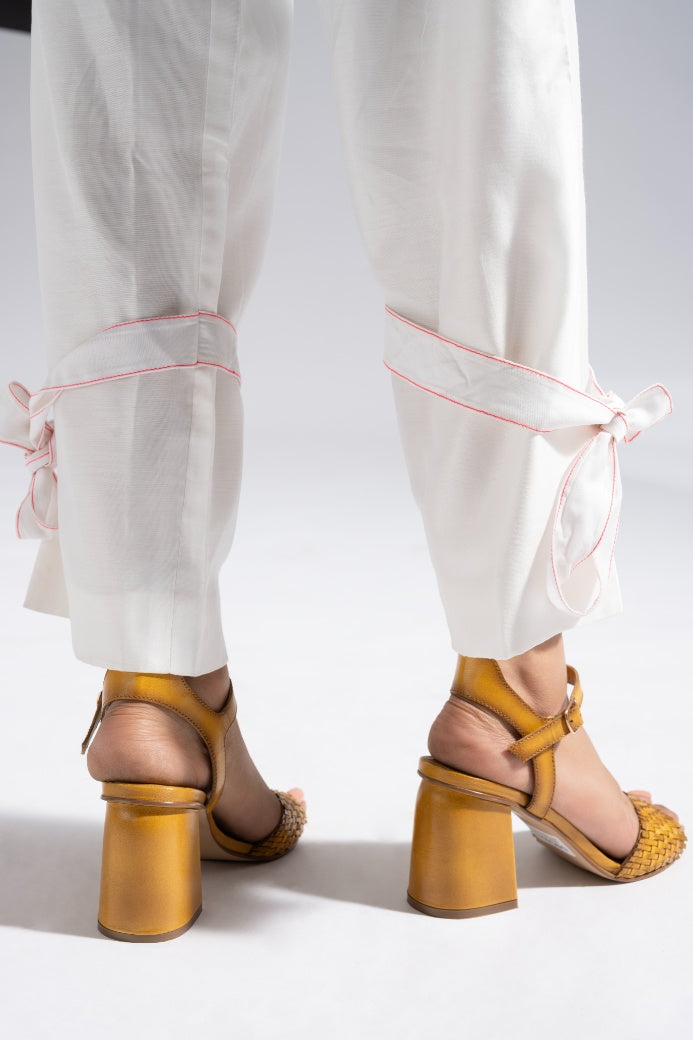 Svelte Tan Hand Woven Leather Heels