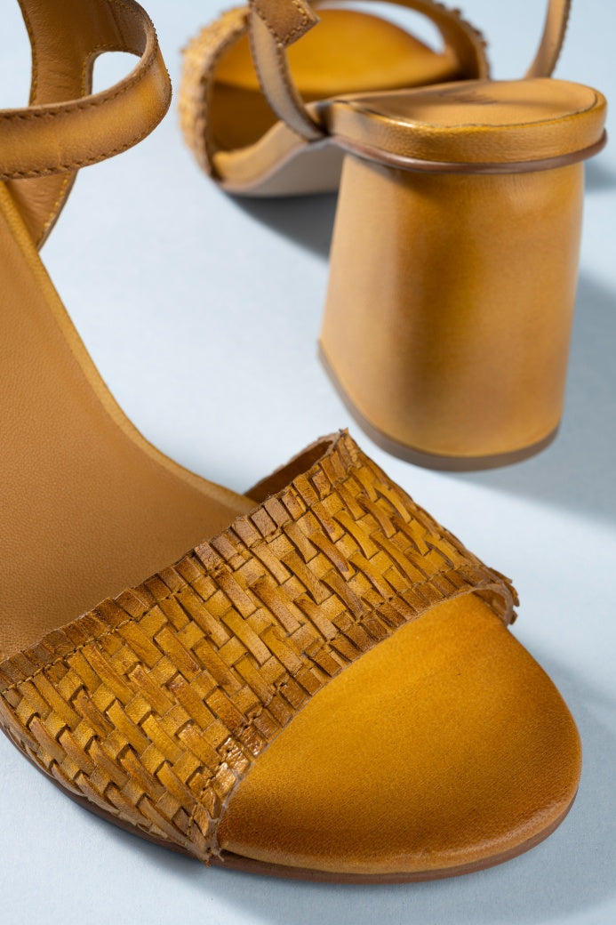 Svelte Tan Hand Woven Leather Heels