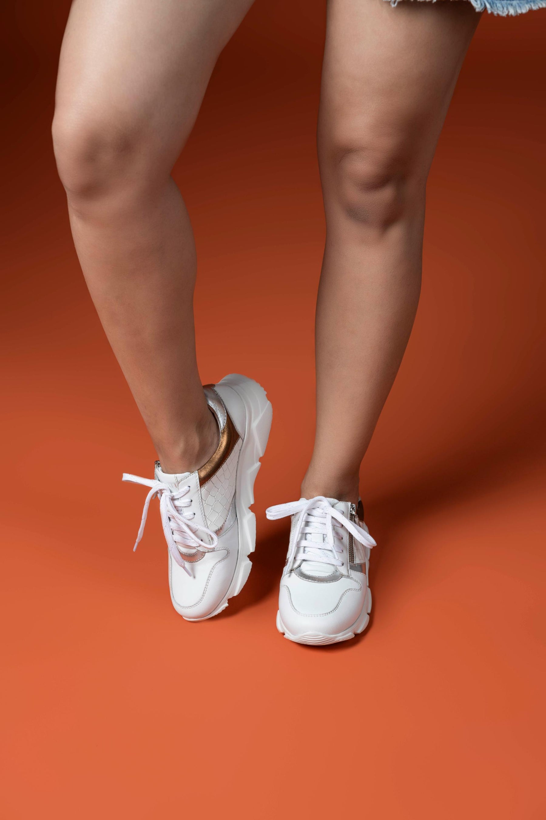 Celeste White Leather Outdoor Sneakers