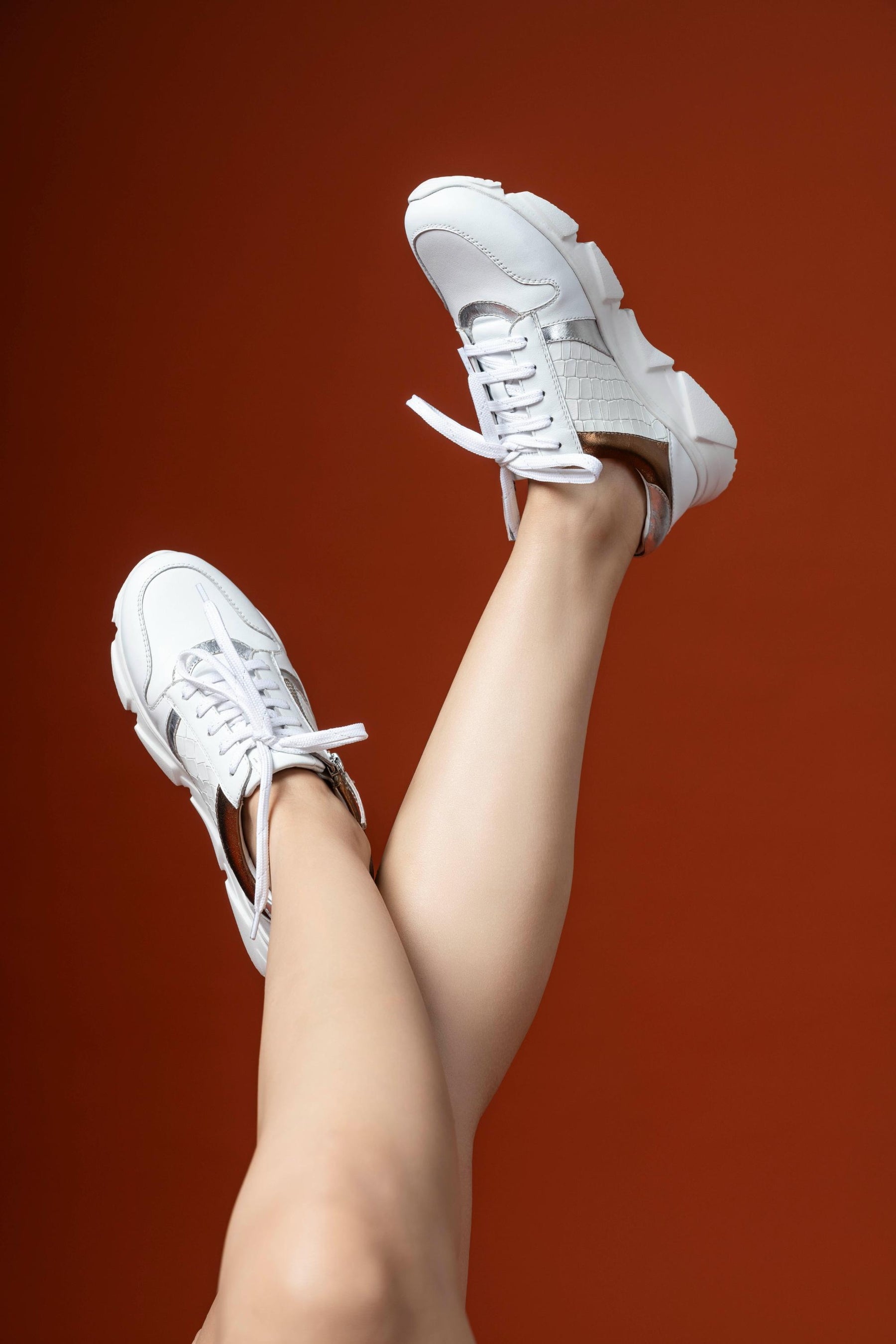 Celeste White Leather Outdoor Sneakers