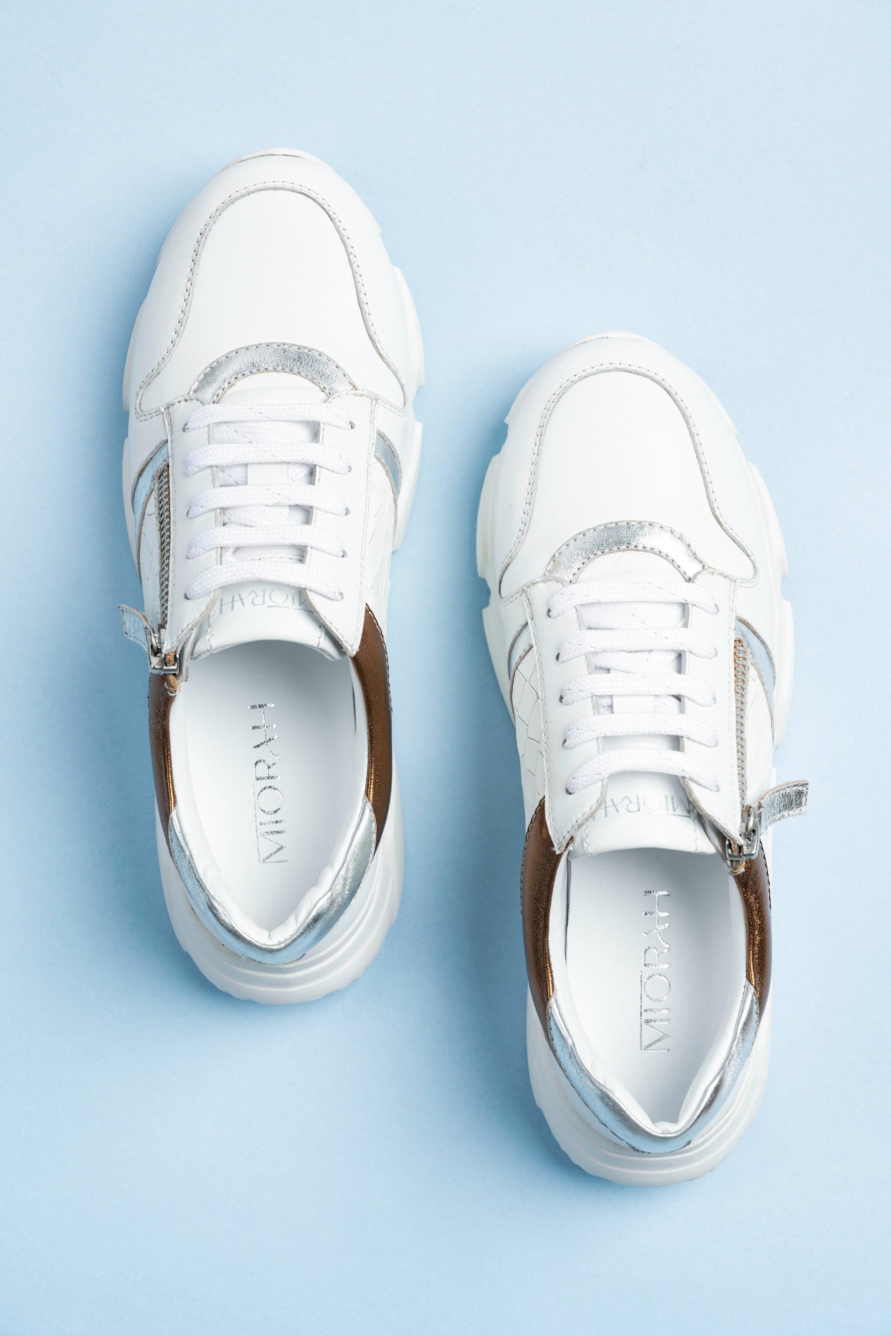 Celeste White Leather Outdoor Sneakers