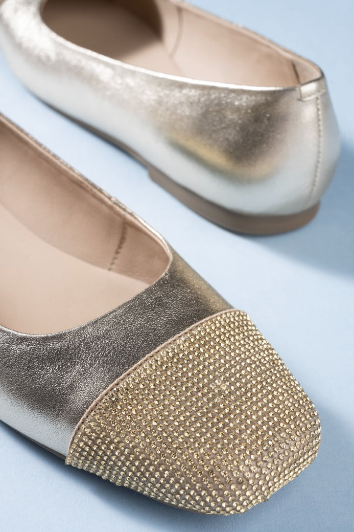 Charm Metallic Leather Stud Ballerines