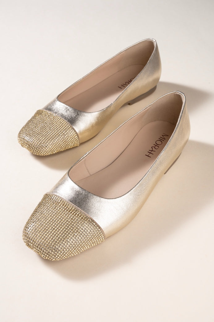 Charm Metallic Leather Stud Ballerines