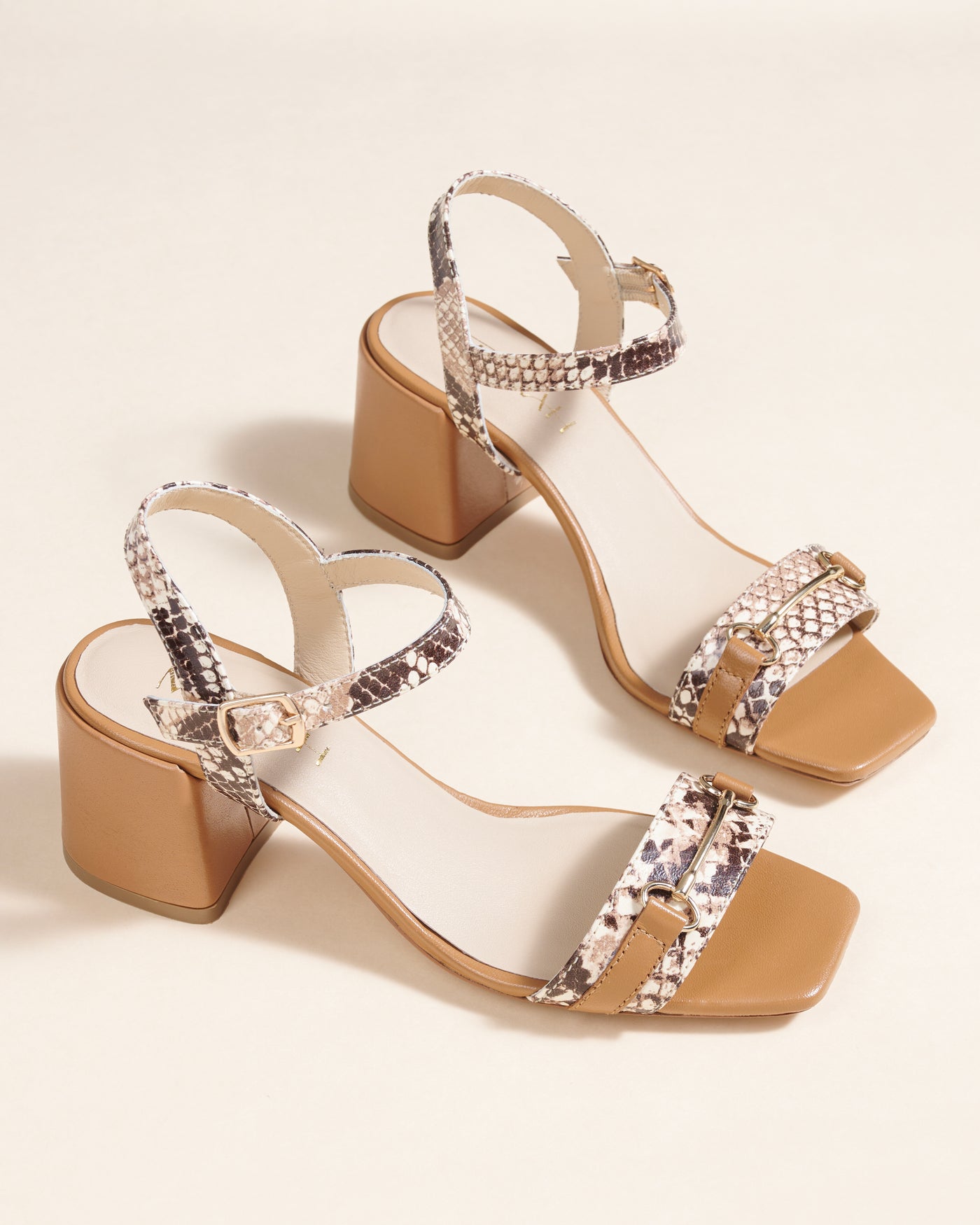 Bella Leather Snake Print Heels