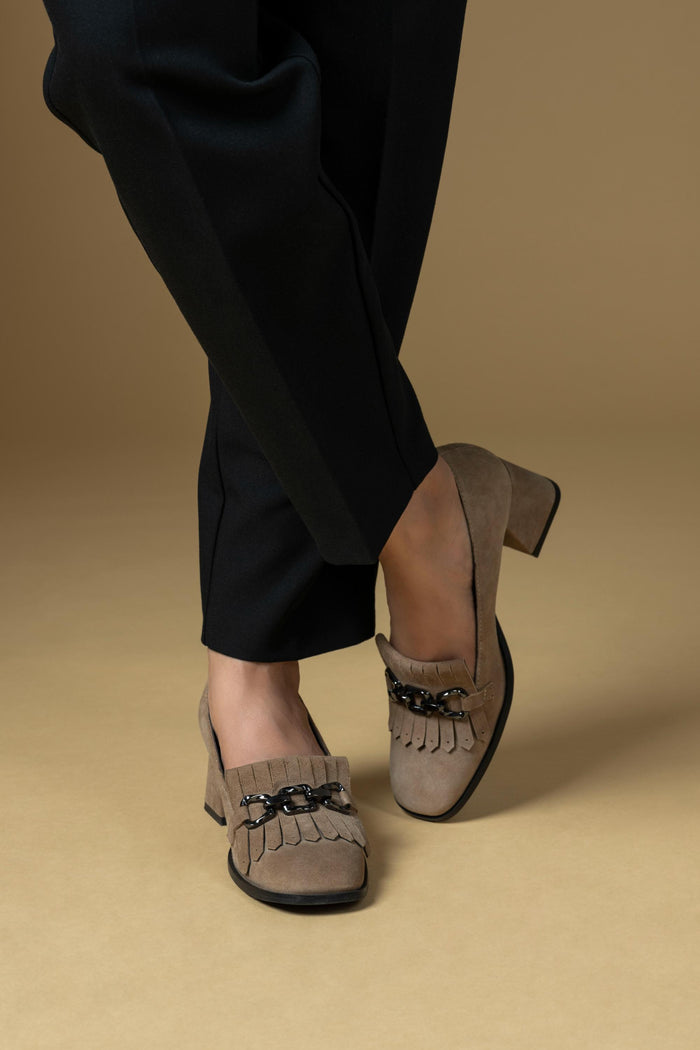 Luxe Suede Leather Block Heels