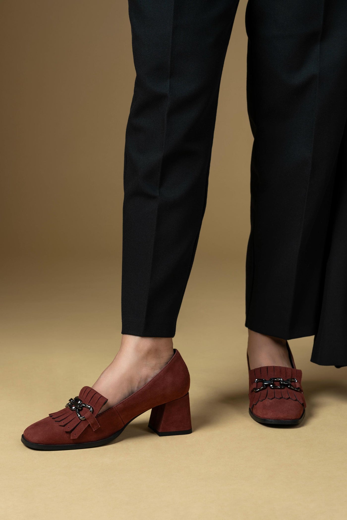 Luxe Suede Leather Block Heels