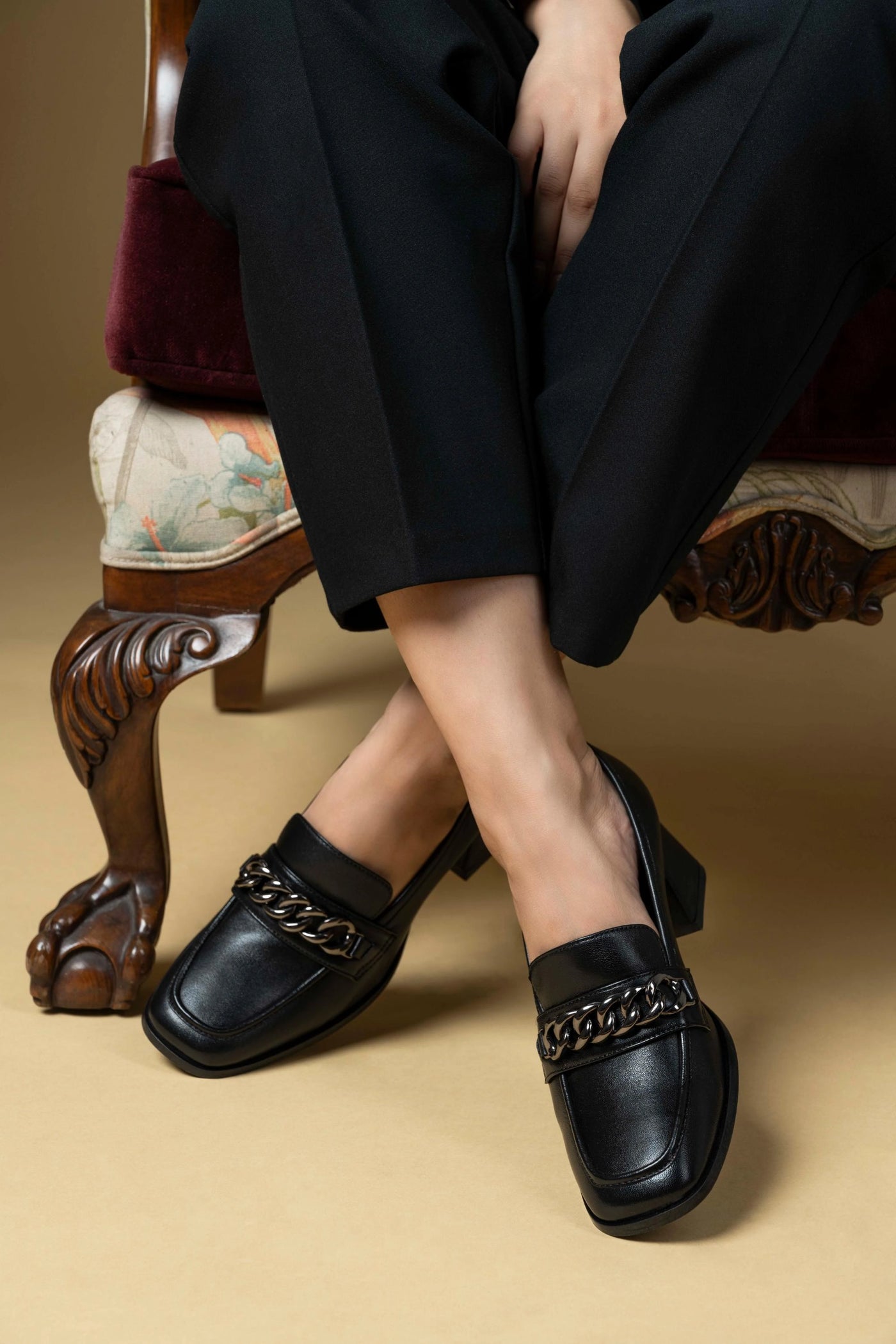 Chic Leather Block Heels