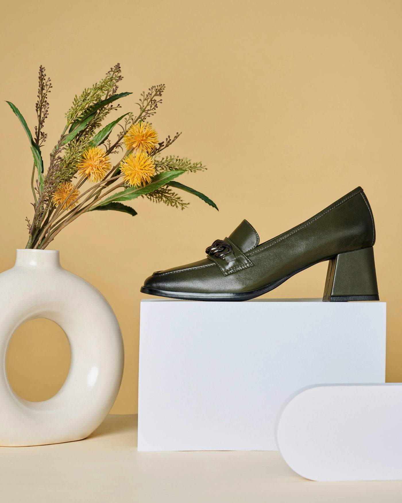 Chic Leather Block Heels