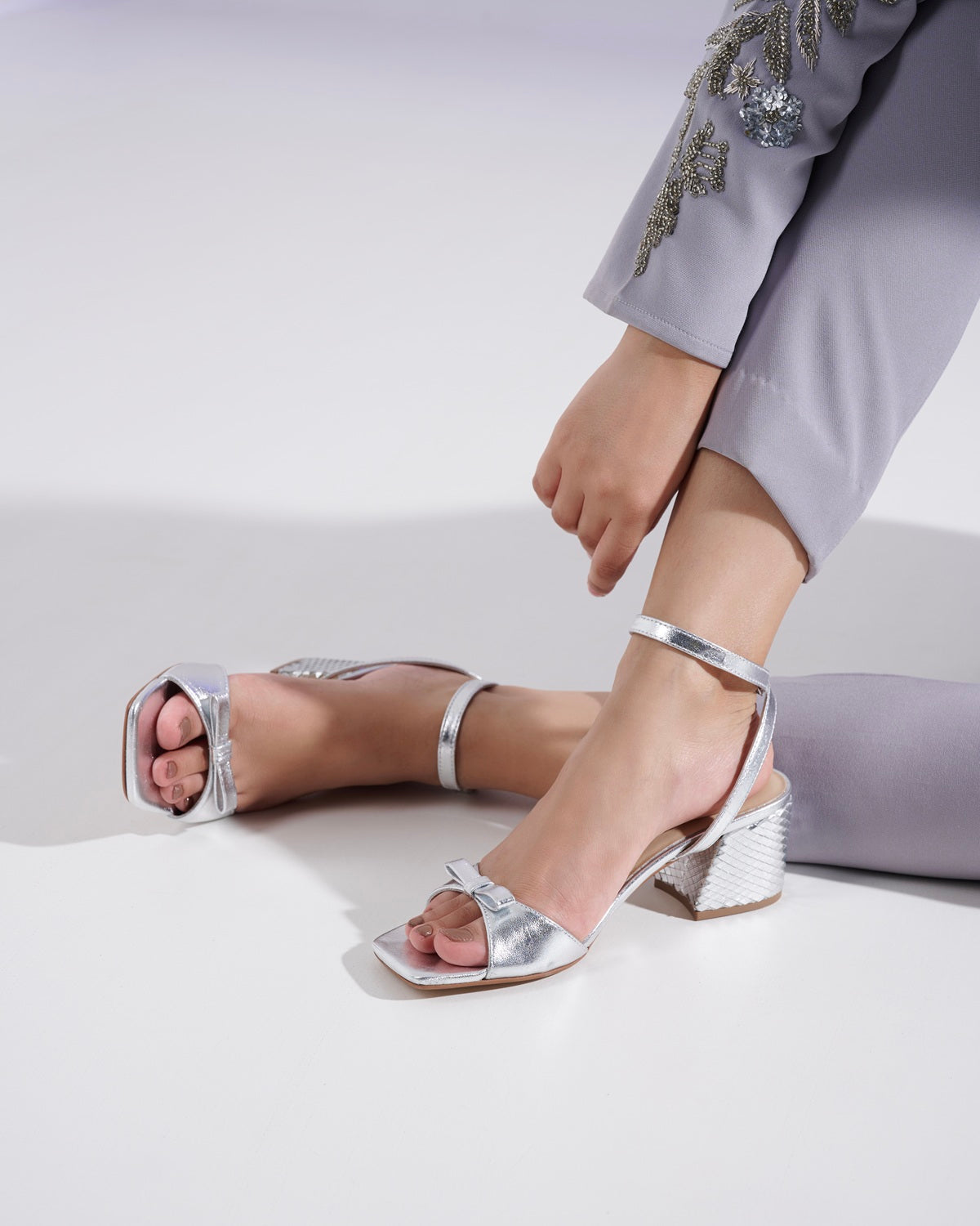 Kiara Metallic Leather Block Heels