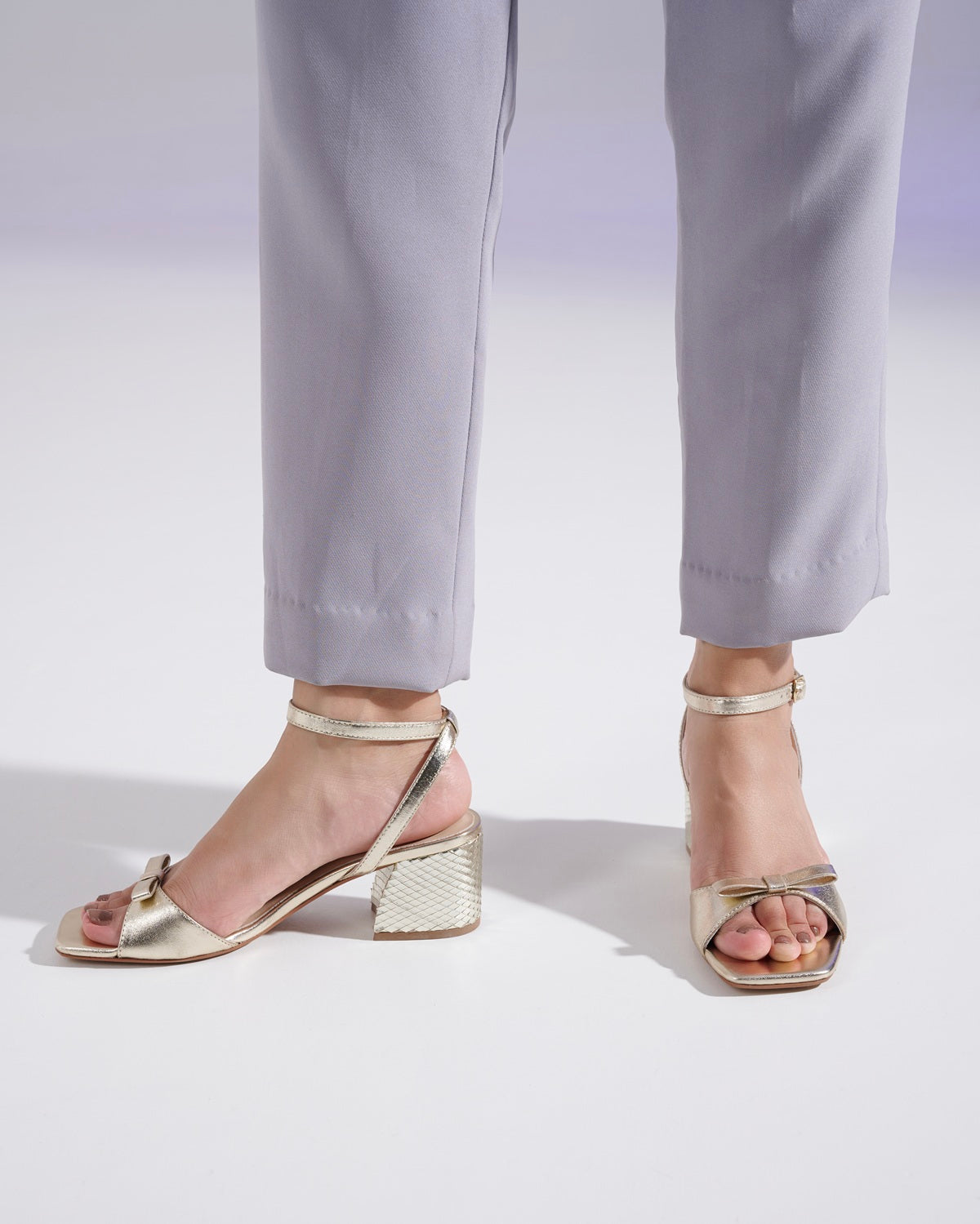 Kiara Metallic Leather Block Heels
