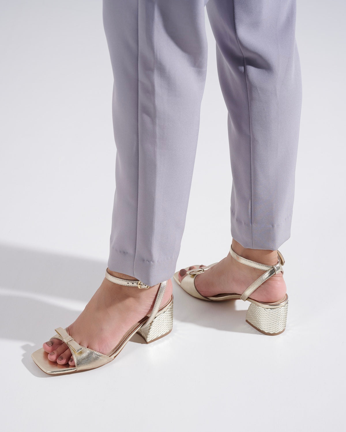 Kiara Metallic Leather Block Heels