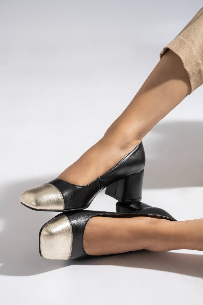 Radiant Leather Block Heels