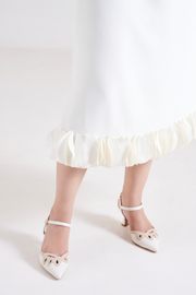 Elysia Snake Print Leather Ankle Strap Heels