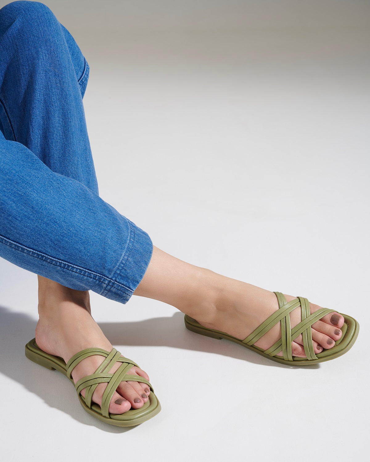 Zoe Leather Strappy Flats