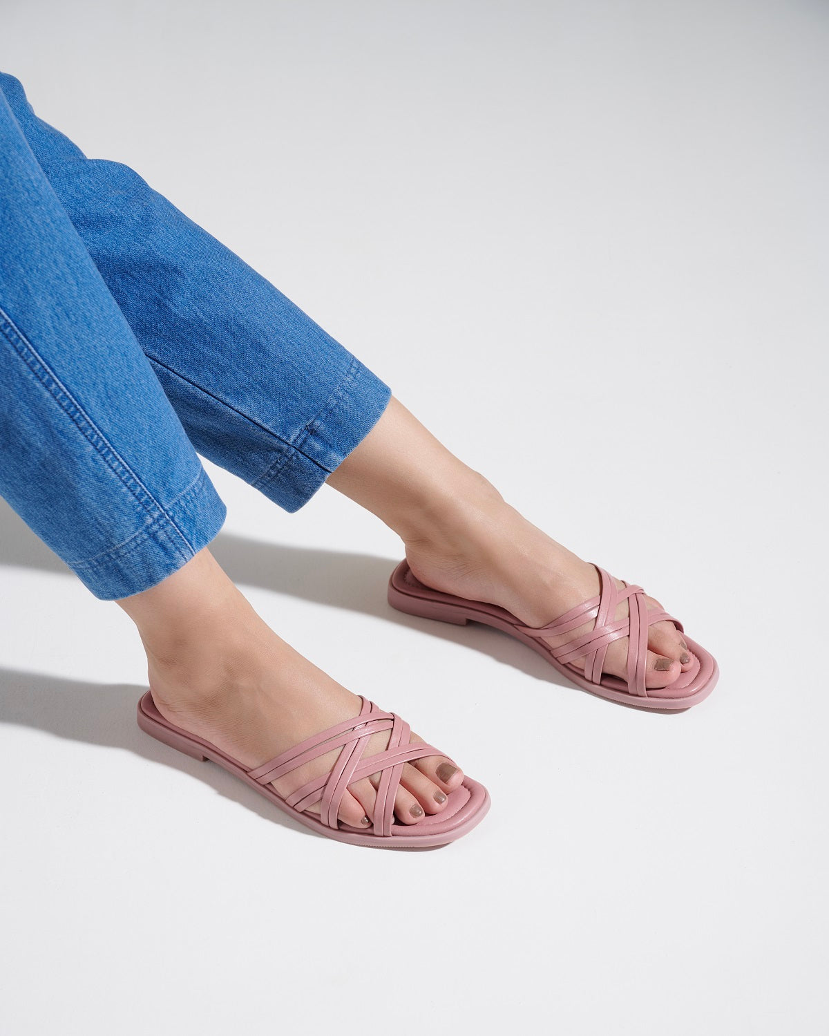 Zoe Leather Strappy Flats