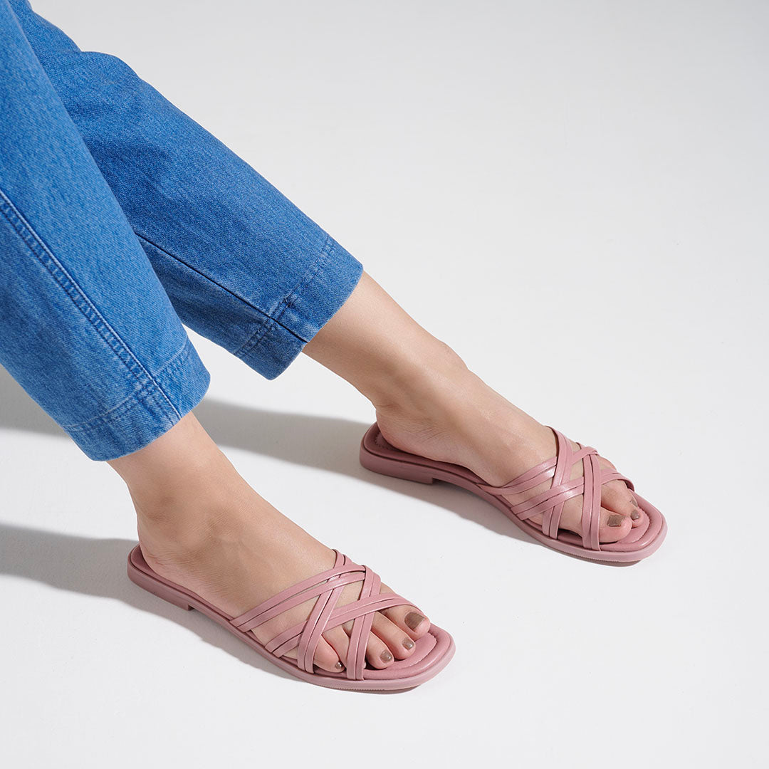 Zoe Leather Strappy Flats