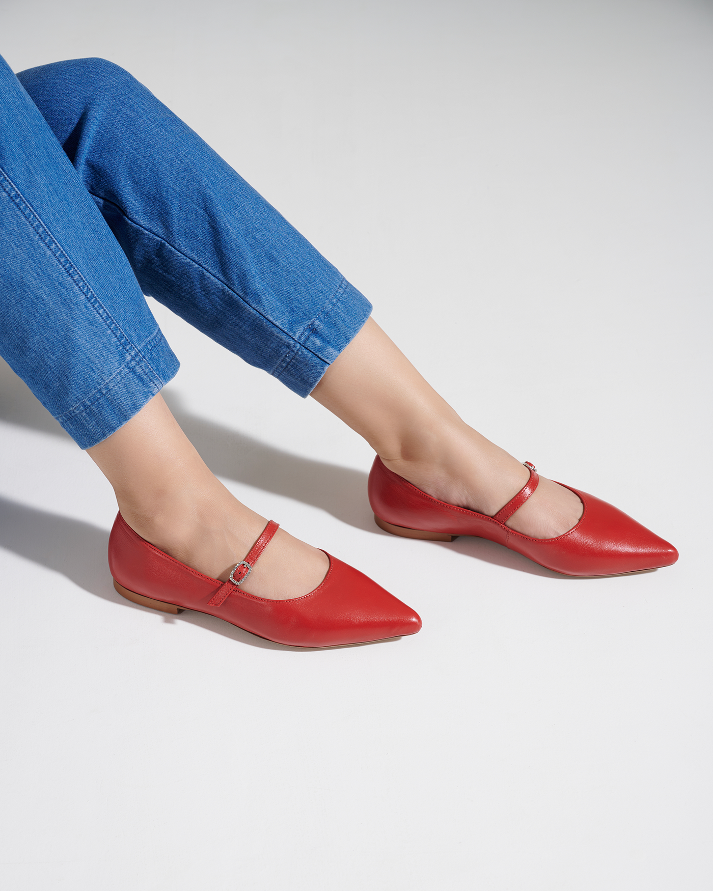 Poppy Leather Pointed Ballerinas