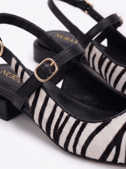 Women Embellished Leather Sling Back flat heel