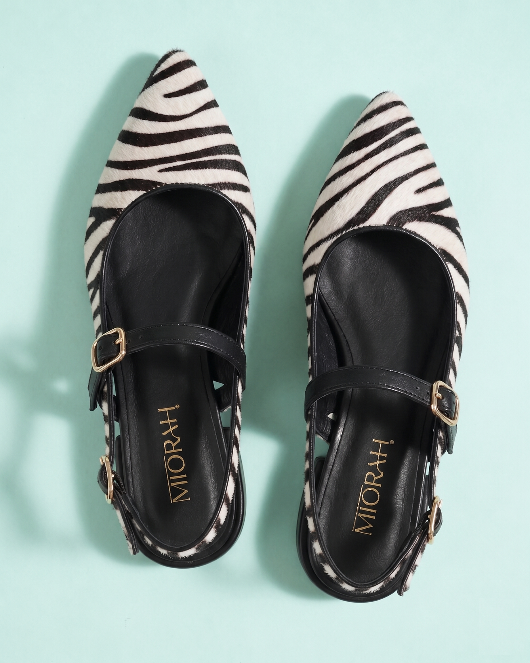 Women Embellished Leather Sling Back flat heel