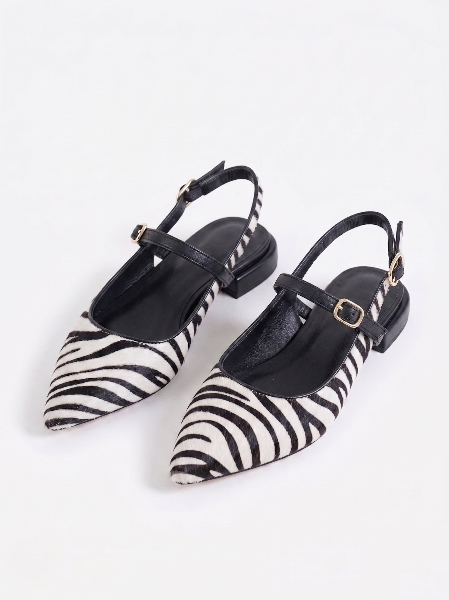 Women Embellished Leather Sling Back flat heel