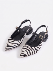 Women Embellished Leather Sling Back flat heel