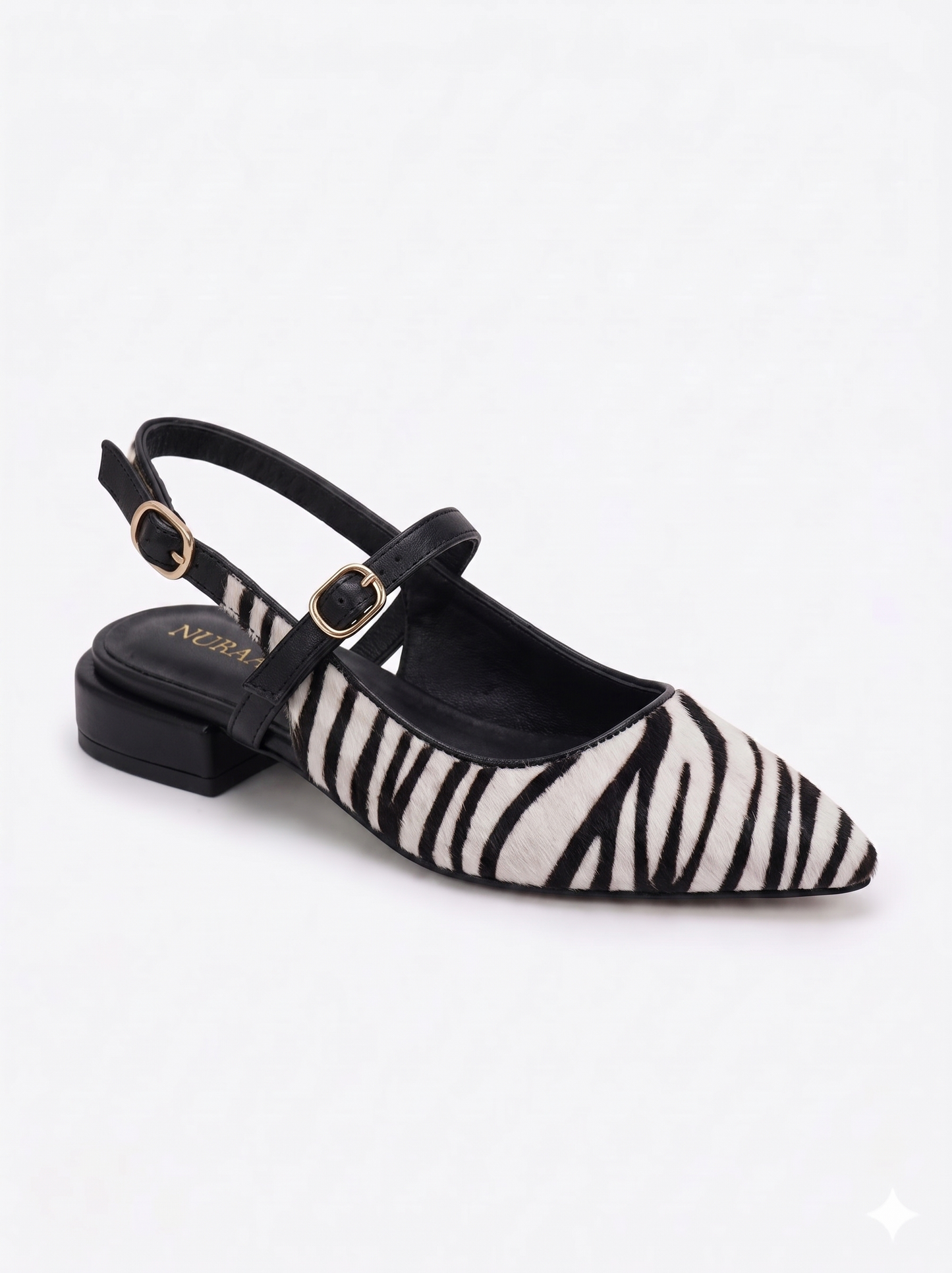 Women Embellished Leather Sling Back flat heel