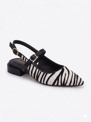 Women Embellished Leather Sling Back flat heel