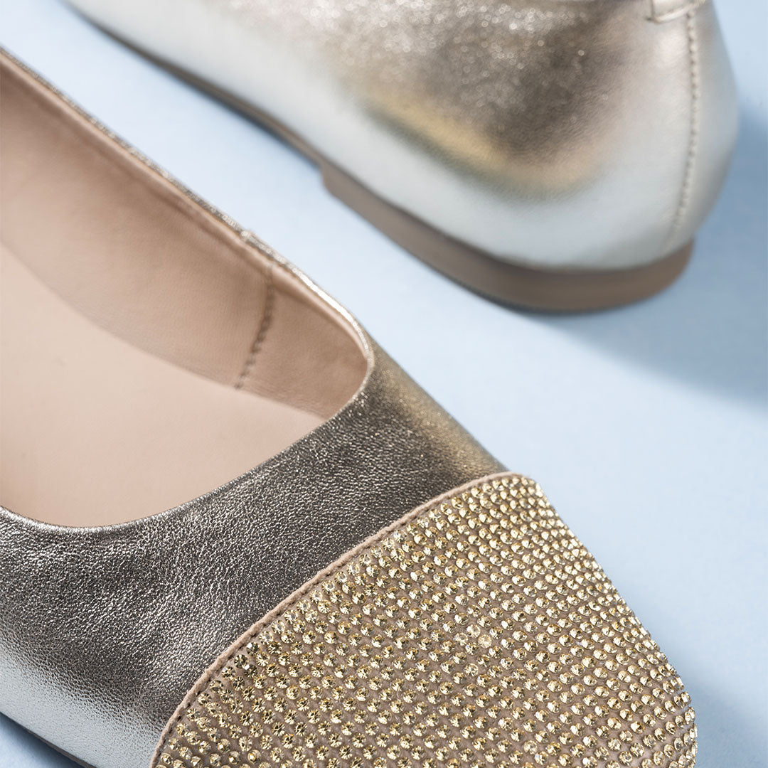 Charm Metallic Leather Stud Ballerines